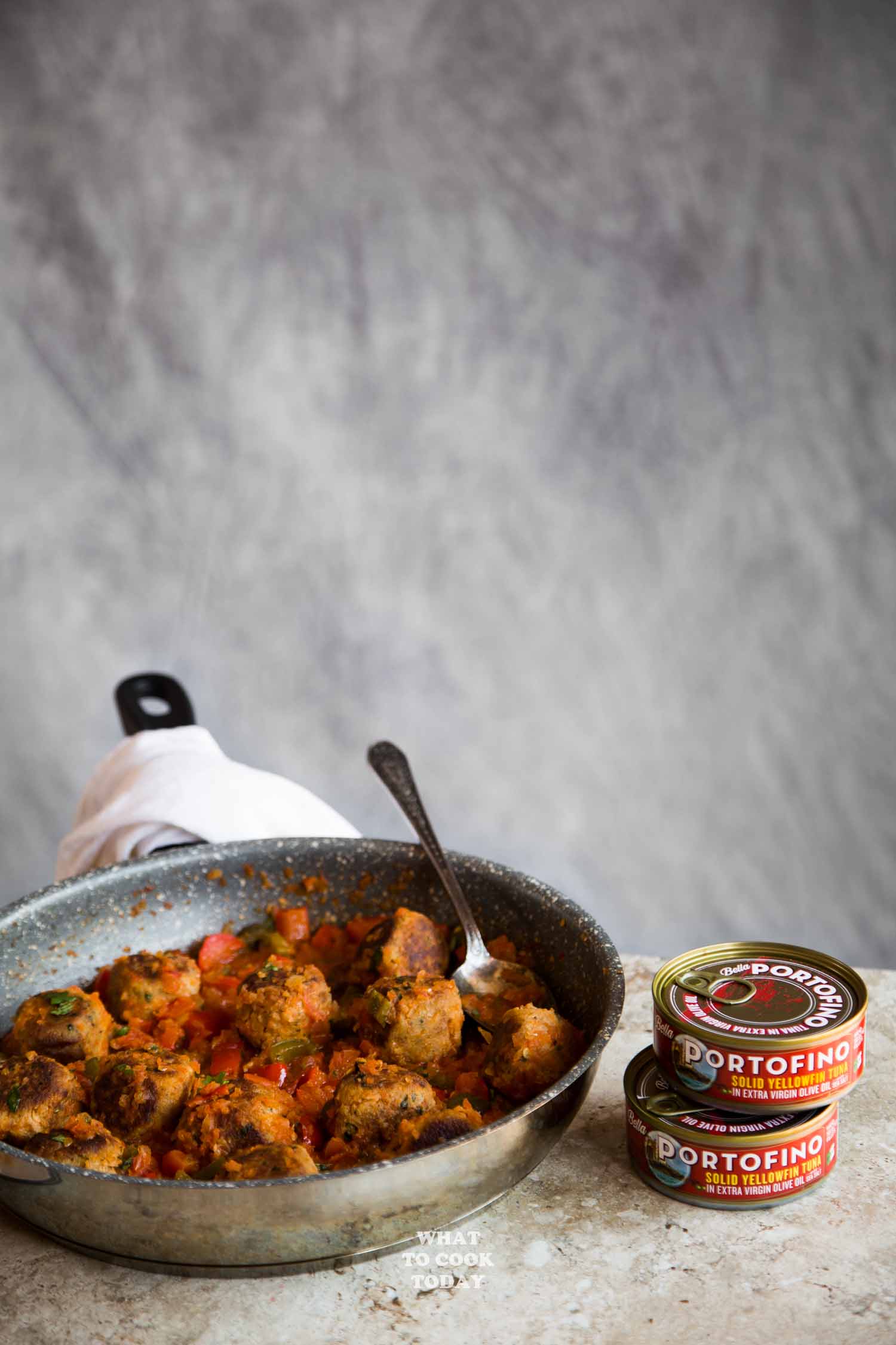 One-pan Tuna Meatballs in Green Chile Tomato Sauce