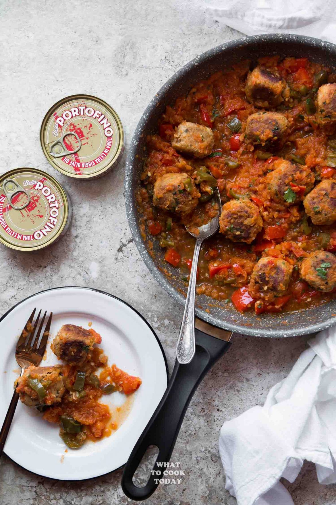 Onepan Tuna Meatballs in Green Chile Tomato Sauce