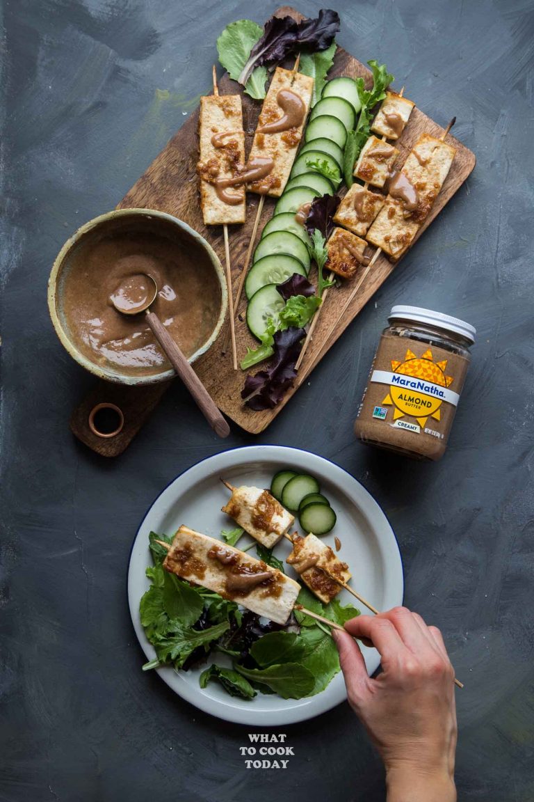 Tofu Satay with Almond Butter Sauce What To Cook Today