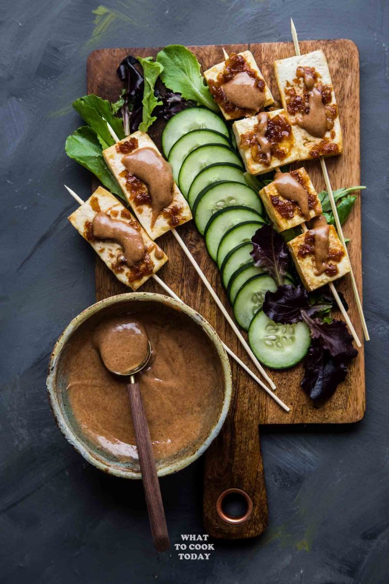 Tofu Satay with Almond Butter Sauce What To Cook Today