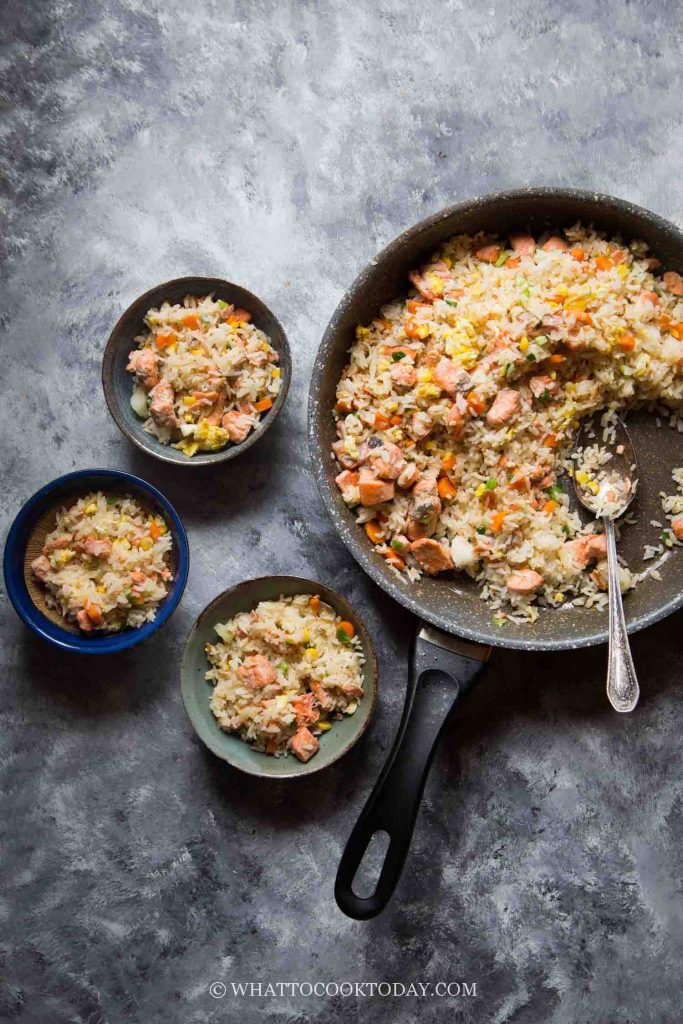 Easy OnePan Miso Ginger Salmon Fried Rice What To Cook Today