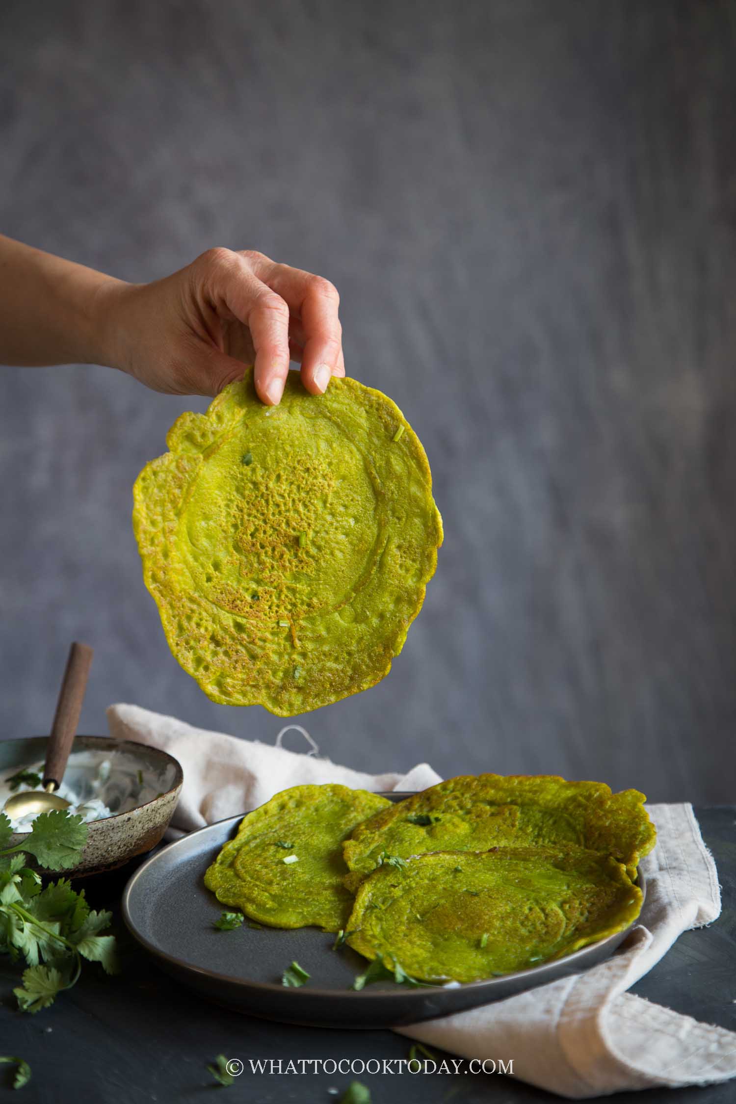 Savory Moong Dal Pancakes and Simple Yogurt Sauce