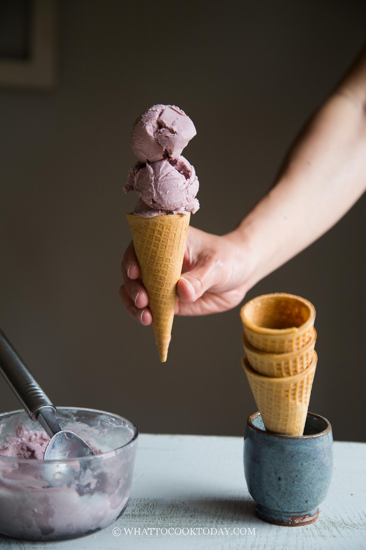 Ube Coconut Ice Cream (with Ube Crinkle Cookies)