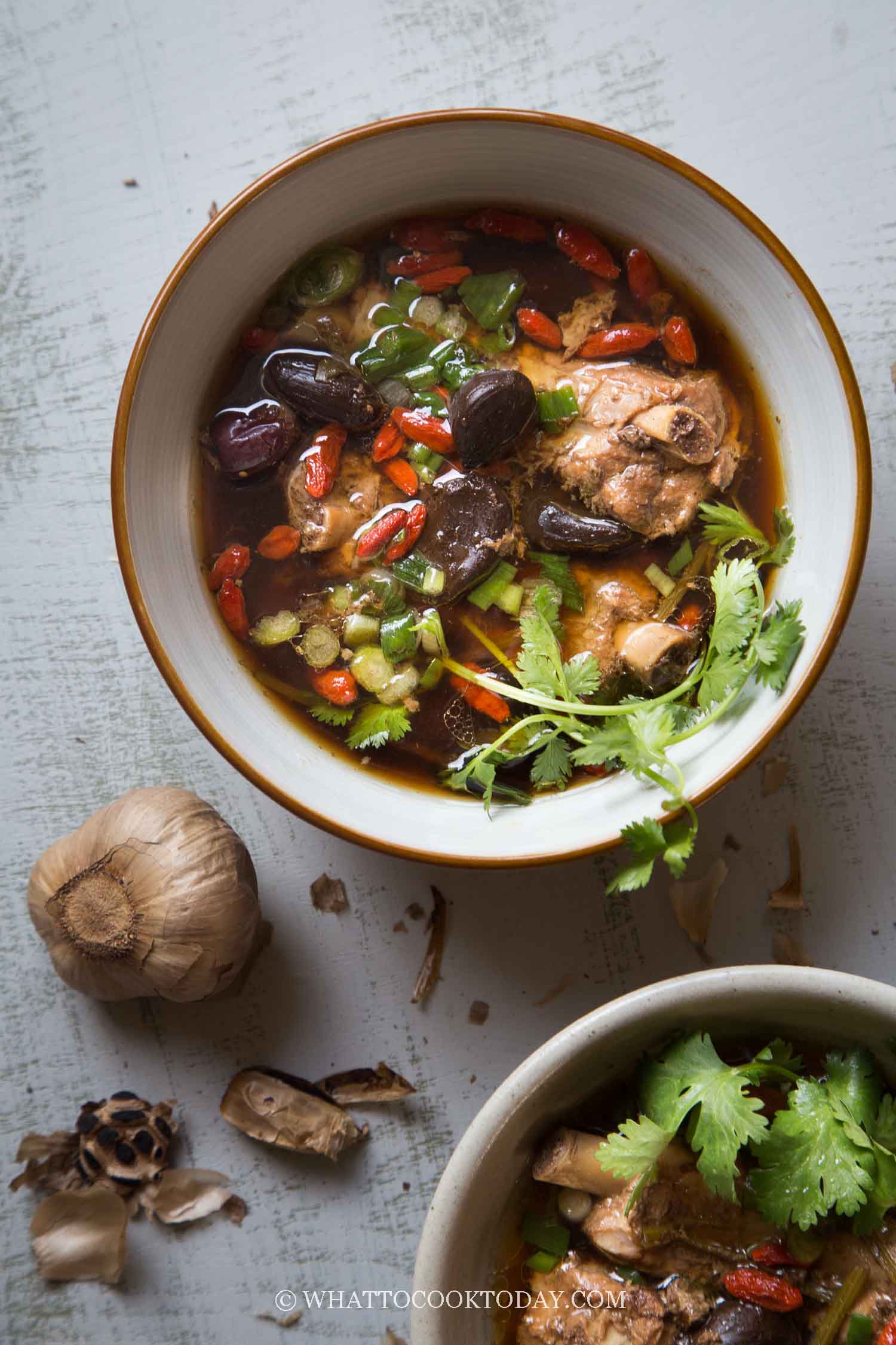 Pressure Cooker Black Garlic Pork Ribs Soup