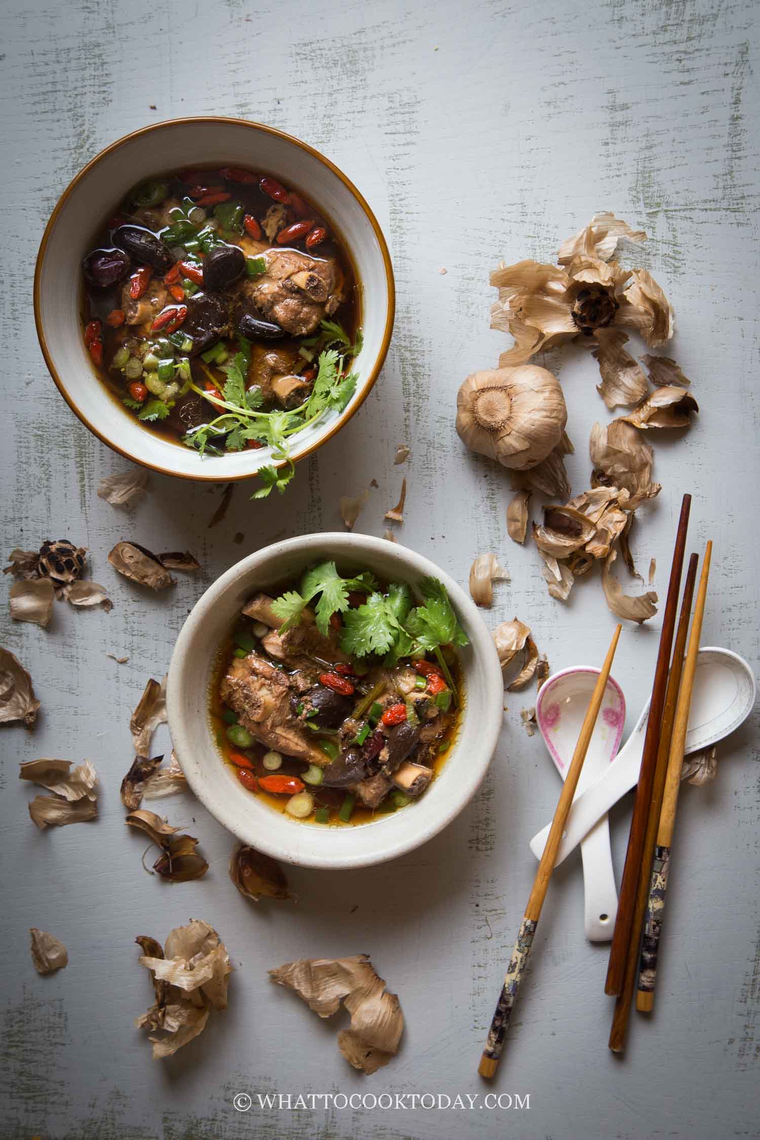 Pressure Cooker Black Garlic Pork Ribs Soup