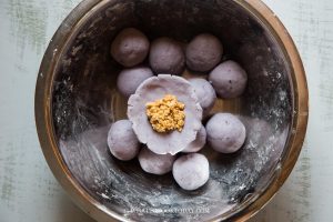 Okinawan Purple Sweet Potato Mochi Cakes with Peanut Fillings