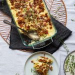 Super Easy Mashed Potatoes Bacon Thyme Gratin