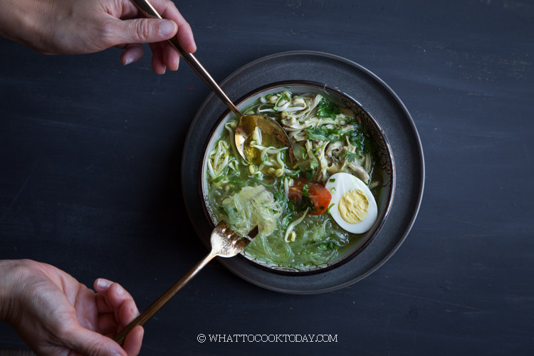 Soto Ayam Bening (Indonesian Clear Chicken Noodle Soup)