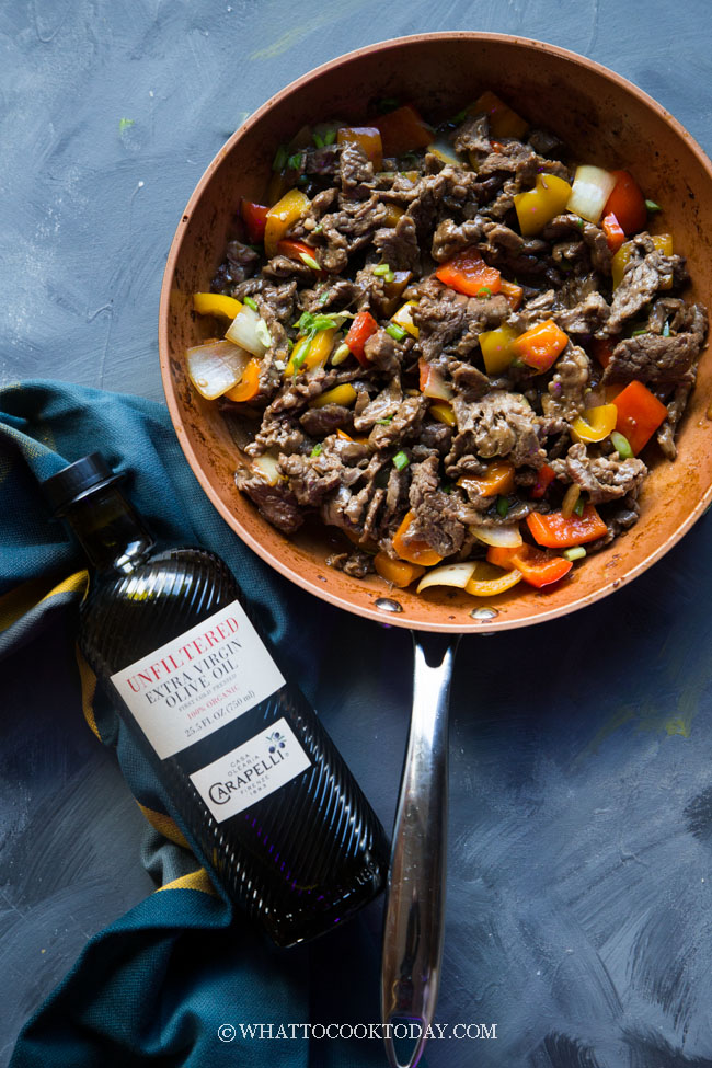 This post is sponsored by Carapelli. Chinese Five-Spice Sizzling Steak Stir-fry Rice Bowl is made with thinly sliced steak infused with aromatic Chinese five-spice powder and stir-fried with a savory sauce. A quick, easy, and tasty meal for any day of the week.