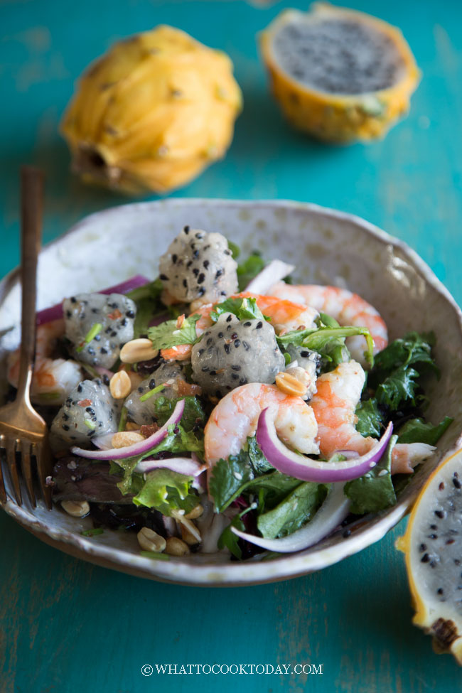 Shrimp Dragon Fruit Salad With Sesame Plum Dressing
