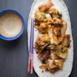 Pan-Fried Cheung Fun Rice Noodle Rolls with Eggs