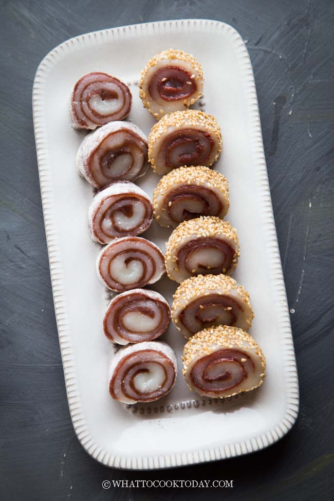 Mochi Gulung Steamed Mochi Rolls With Red Bean Paste