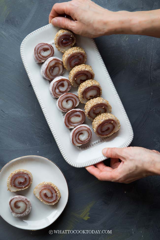 Mochi Gulung Steamed Mochi Rolls With Red Bean Paste