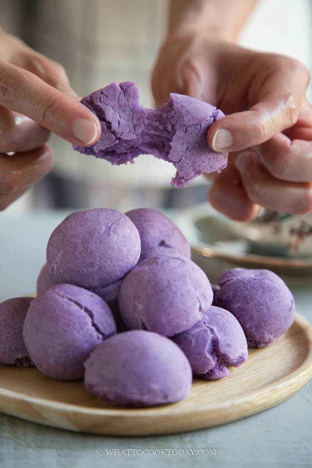 Easy No-Yeast Purple Sweet Potato Mochi Bread (Eggless)