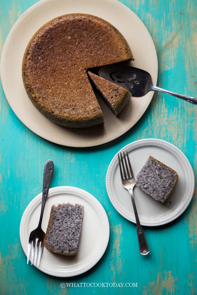 Easy Rice Cooker Eggless Black Sesame Sponge Cake