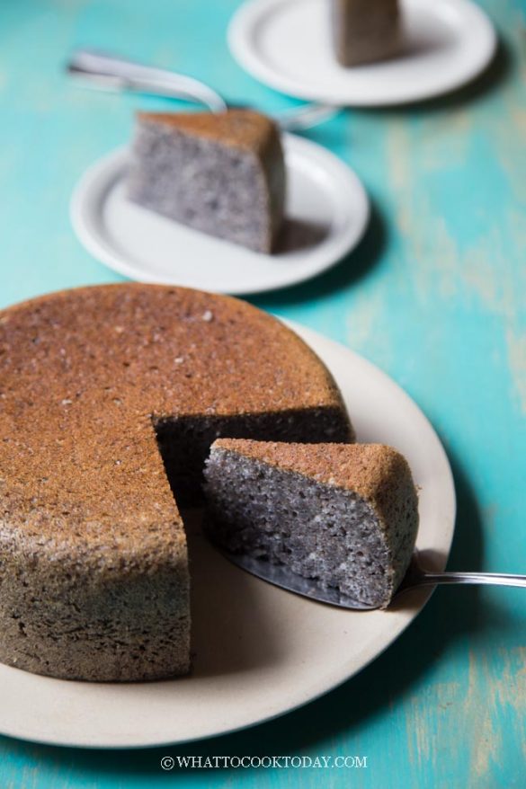 Eggless Black Sesame Sponge Cake (Rice Cooker or Oven)