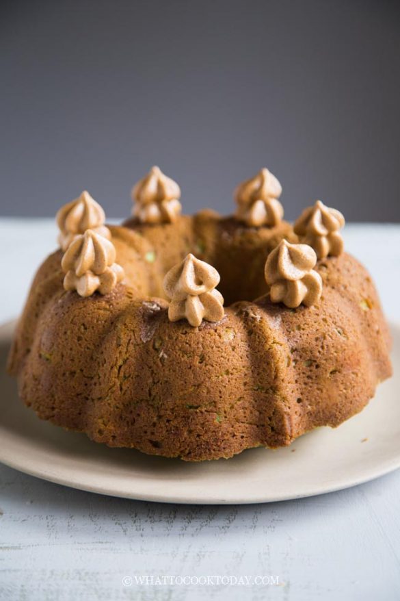 Eggless Pandan Coconut Oil Pound Cake (with Dalgona Whipped Coffee)