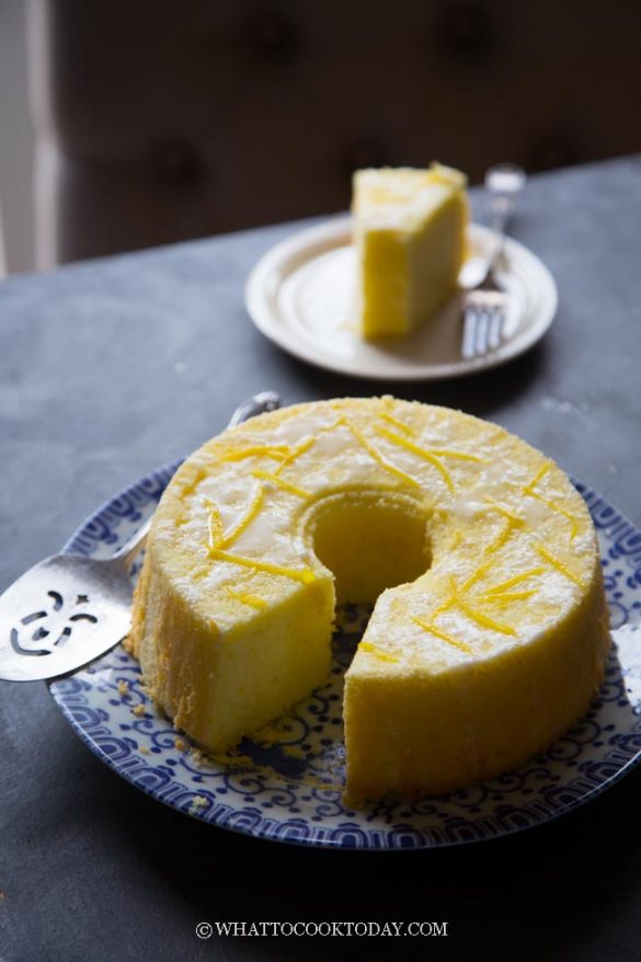 Soft Fluffy Lemon Chiffon Cake (with Quick Lemon Glaze)