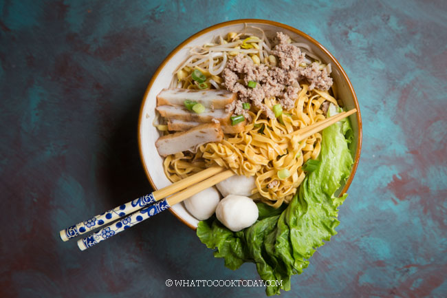 Fish Ball Mee Pok Noodle (Mee Pok Tah)