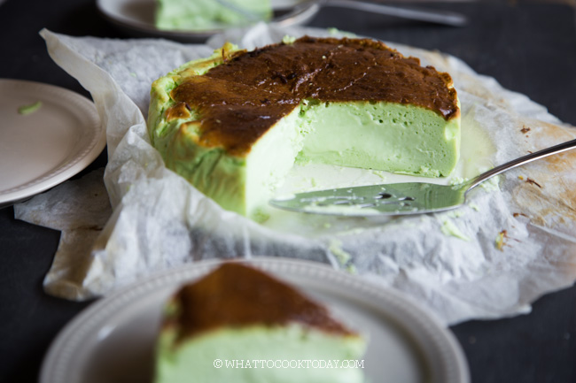 Air Fryer Japanese Pandan Basque Burnt Cheesecake (with Melty Creamy Inside)