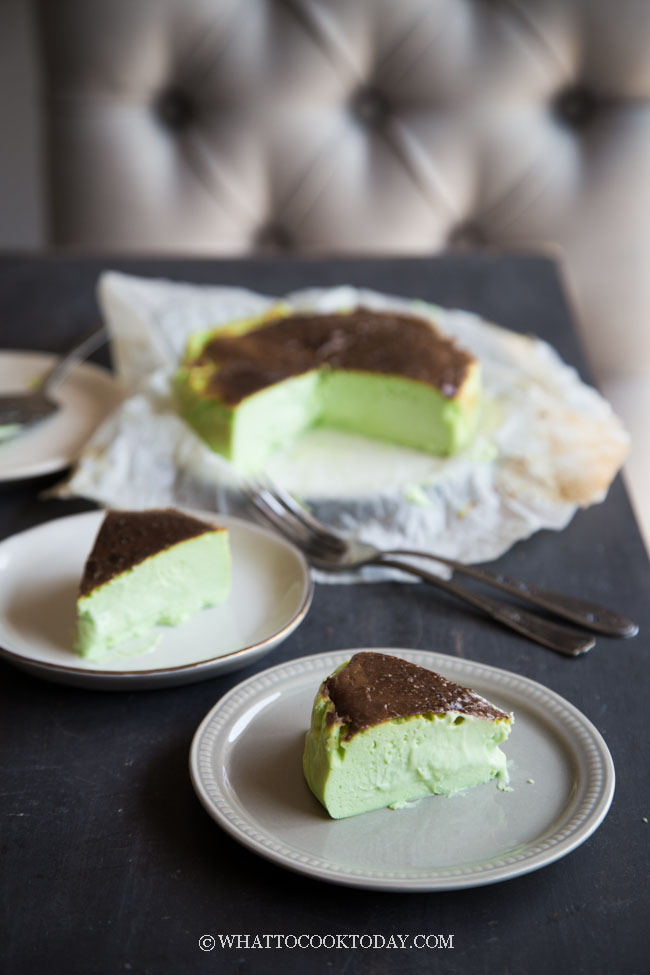 Air Fryer Japanese Pandan Basque Burnt Cheesecake (with Melty Creamy Inside)