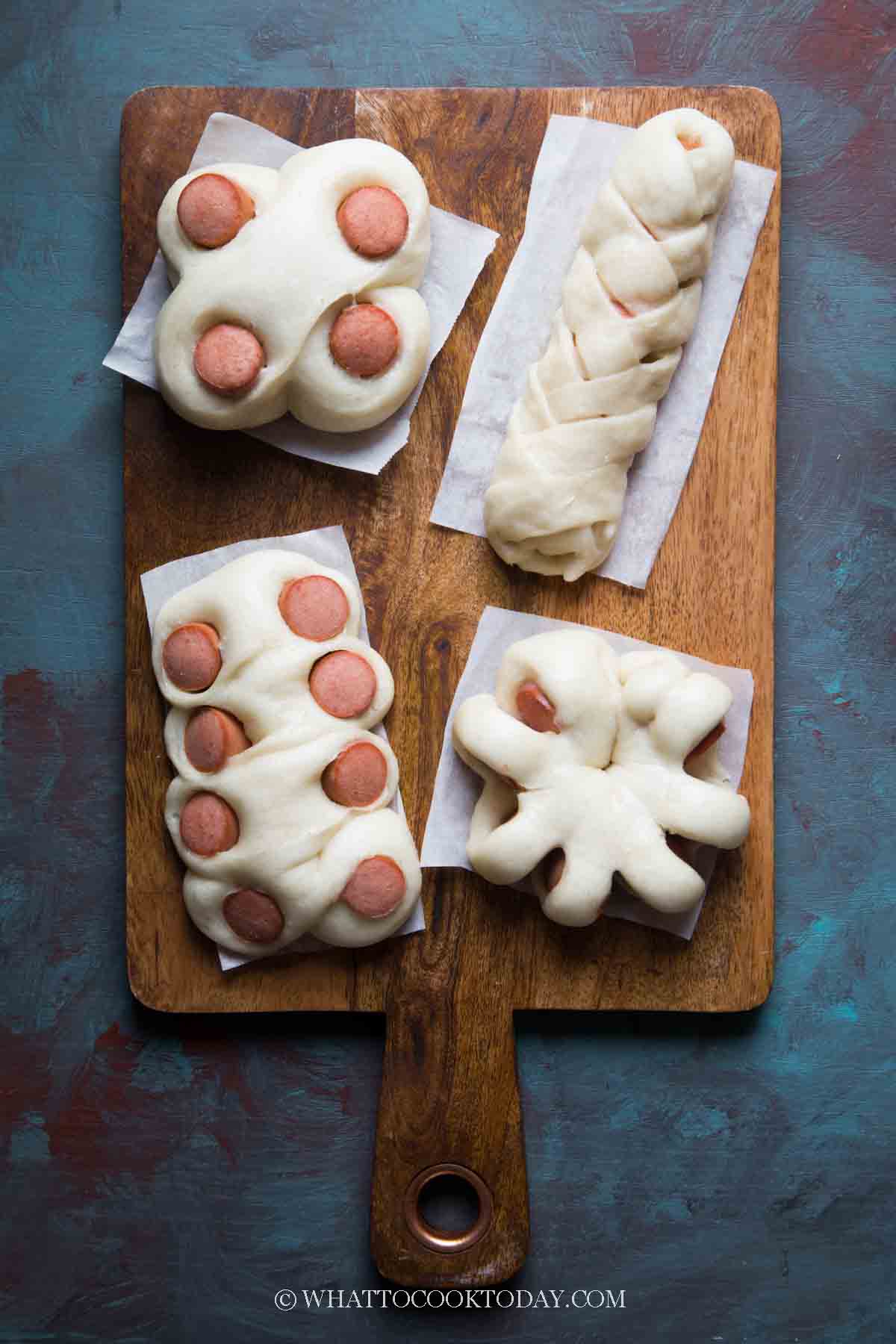 Sausage Steamed Buns / Sausage Bao (with different designs)