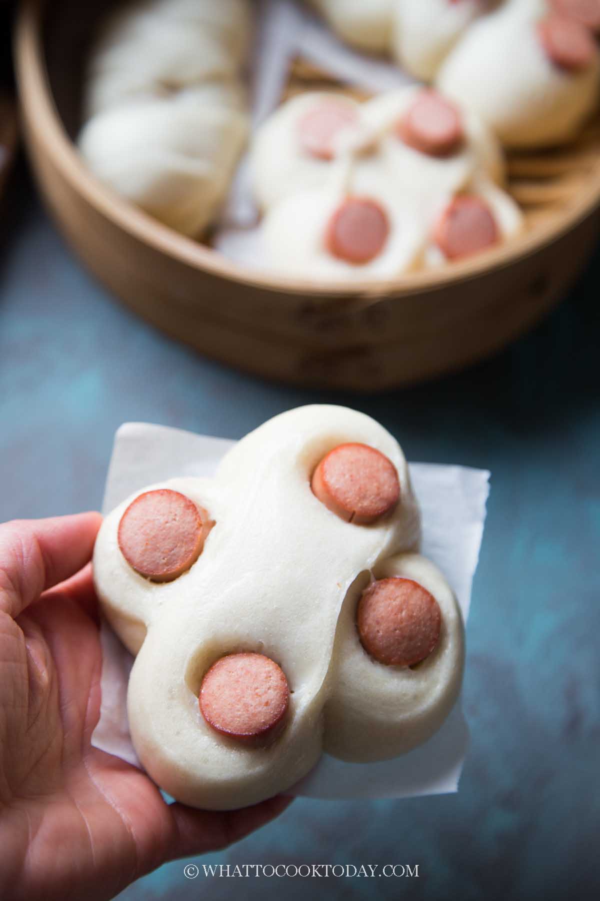 Sausage Steamed Buns / Sausage Bao (with different designs)