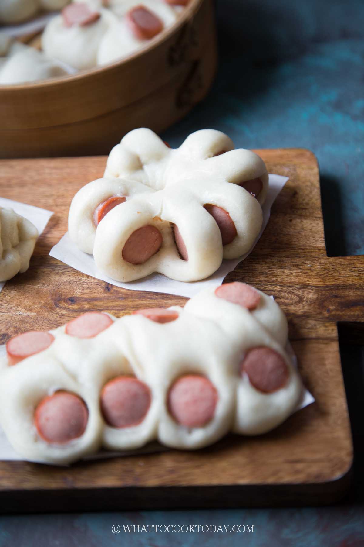 Sausage Steamed Buns / Sausage Bao (with different designs)