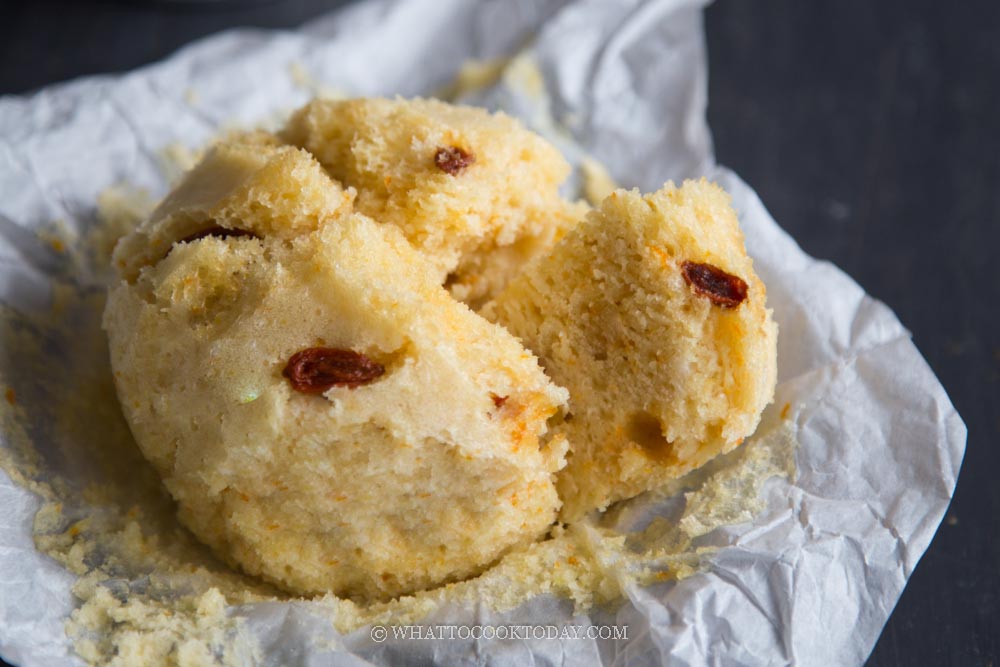 Steamed Orange Huat Kueh (No Yeast, Eggless)