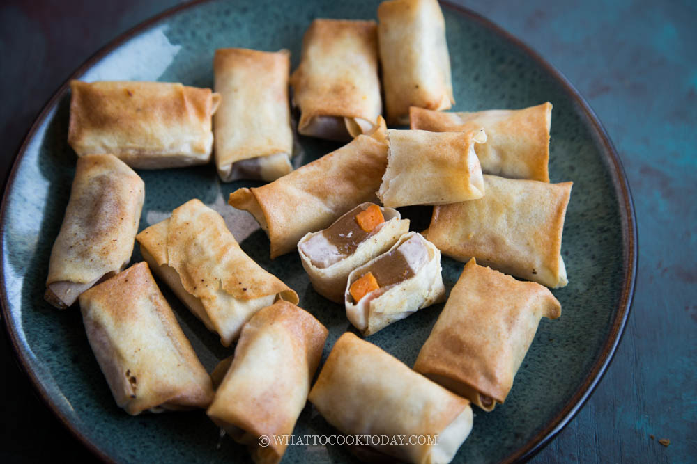 Fried Nian Gao, Taro, Sweet Potato Spring Rolls (Air-Fryer Version)