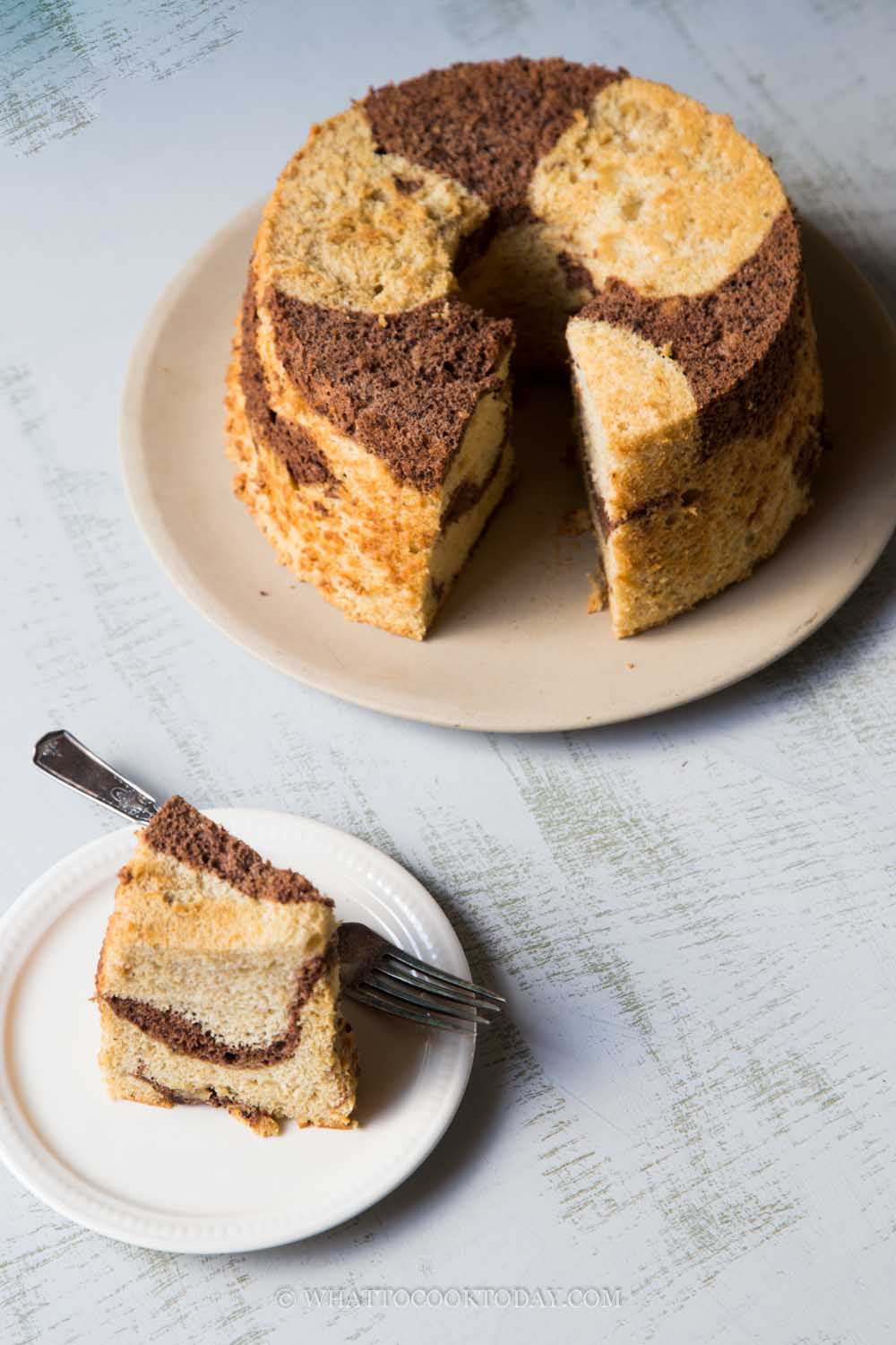 Soft and Fluffy Banana Chocolate Marble Chiffon Cake