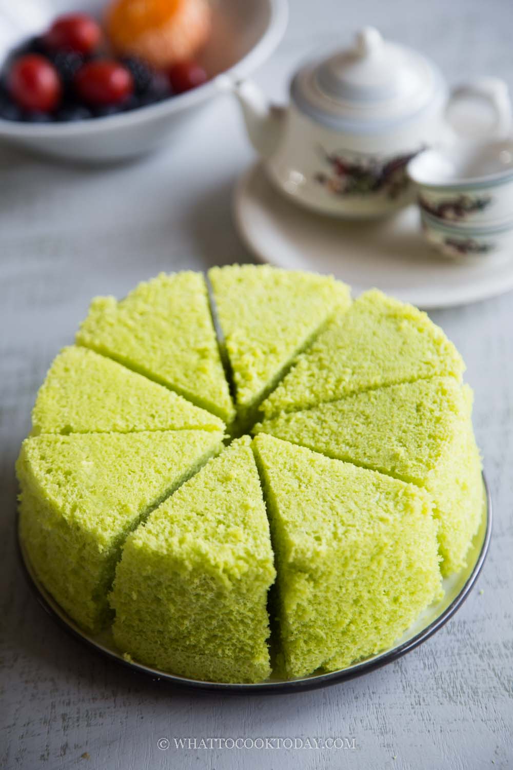 Steamed Pandan Sponge Cake Whole Egg Method 4 Ingredients Only