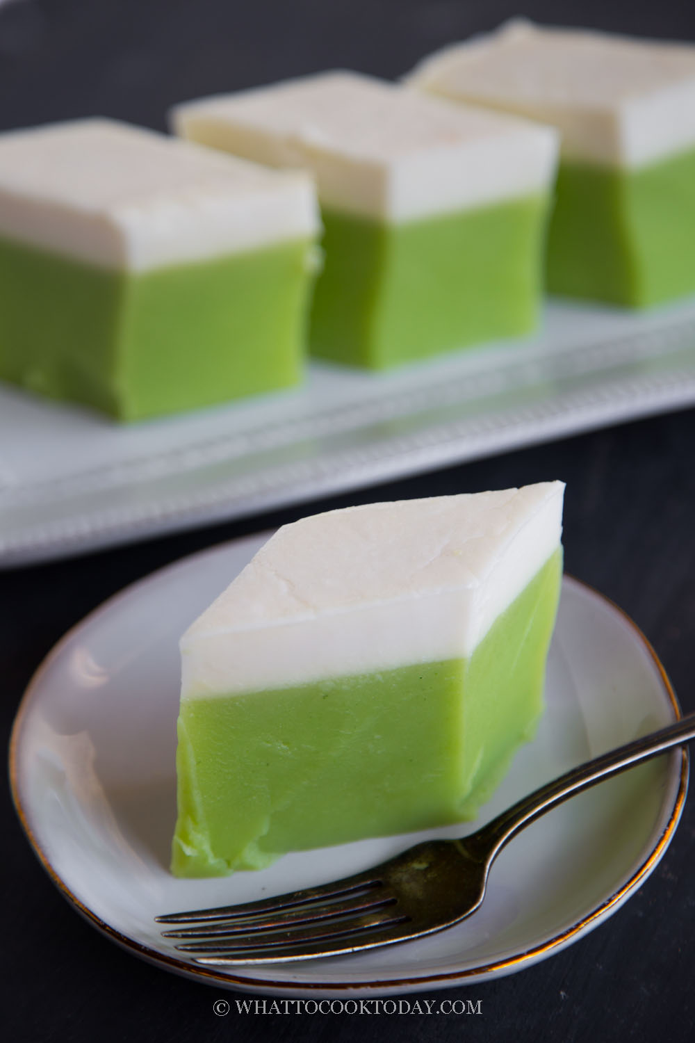 Kuih Talam Pandan (Steamed Coconut Pandan Cake)