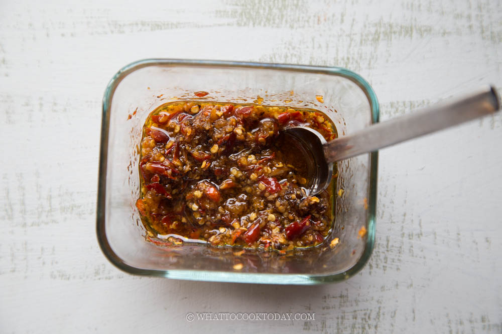 Chili Pan Mee with Homemade Noodles and Tofu Crumbles