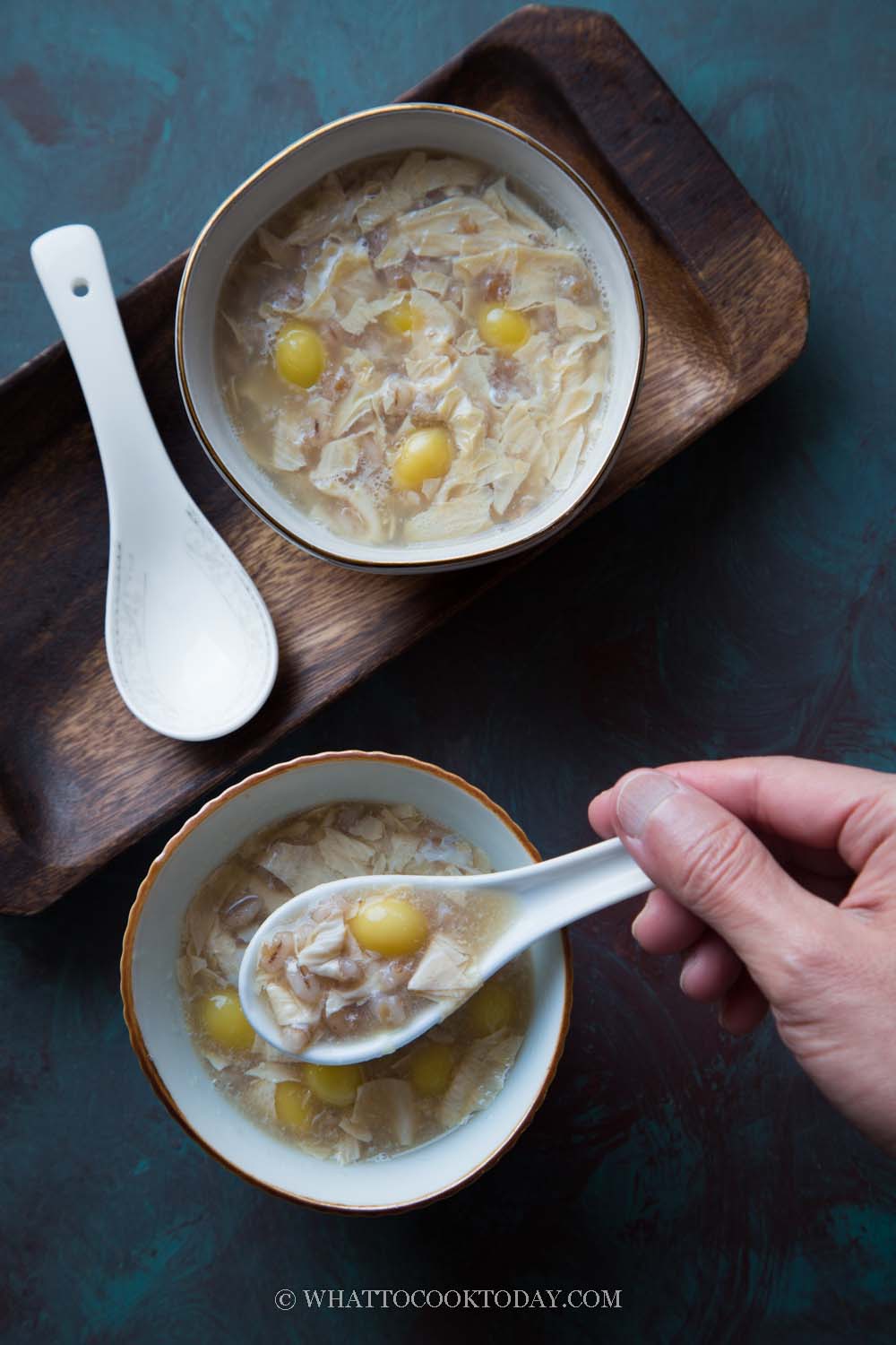 Barley Ginkgo Nut Bean Curd Dessert Soup (Fu Chuk/Foo Chuk)