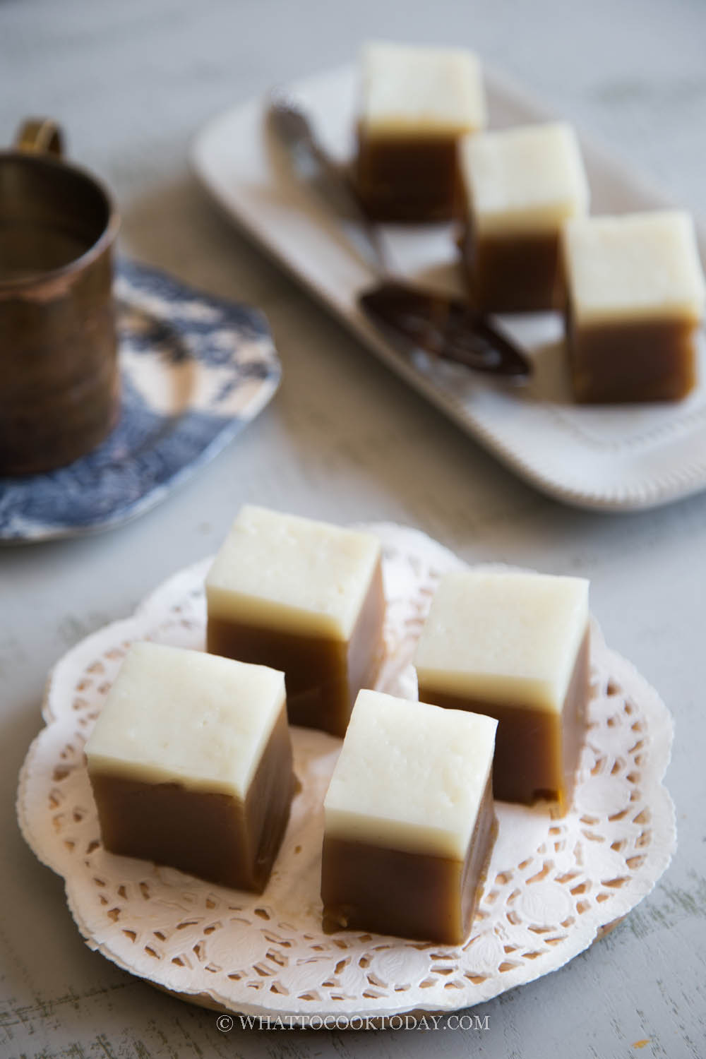 Kuih Talam Gula Merah Gula Melaka Steamed Palm Sugar Cake