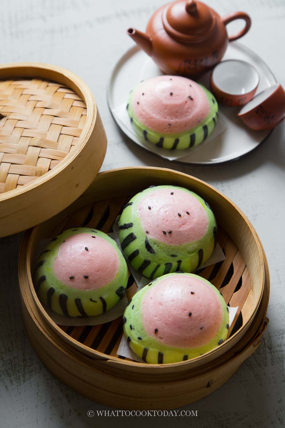 Soft Fluffy Watermelon Mantou (Steamed Buns/Baozi)