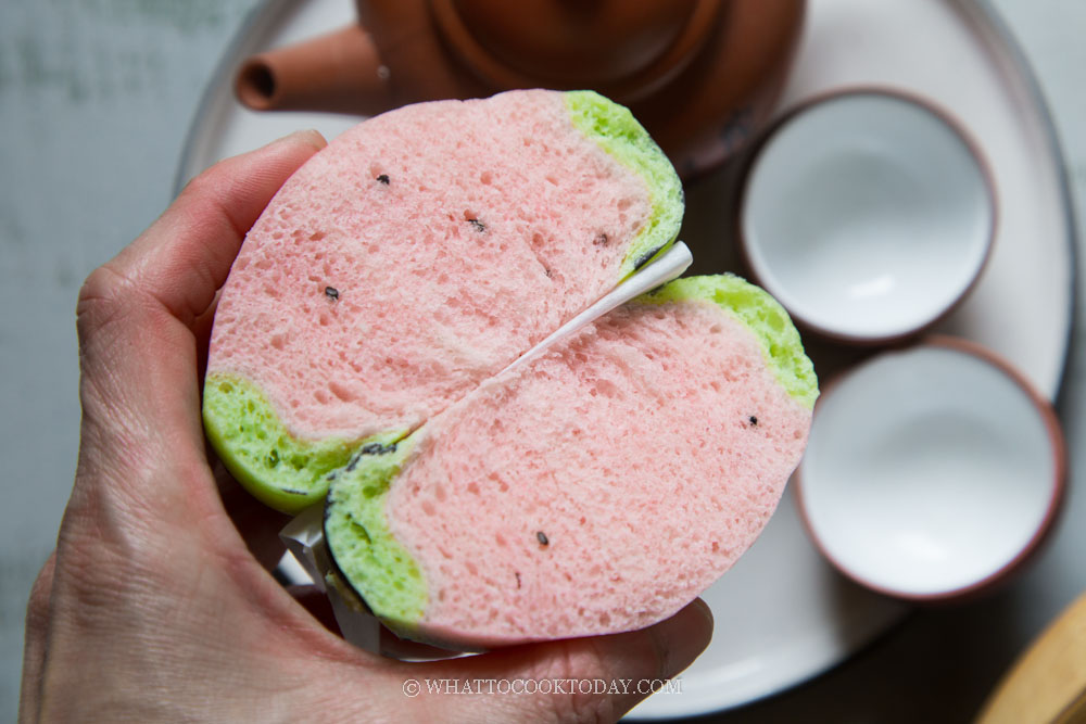Soft Fluffy Watermelon Mantou (Steamed Buns/Baozi)
