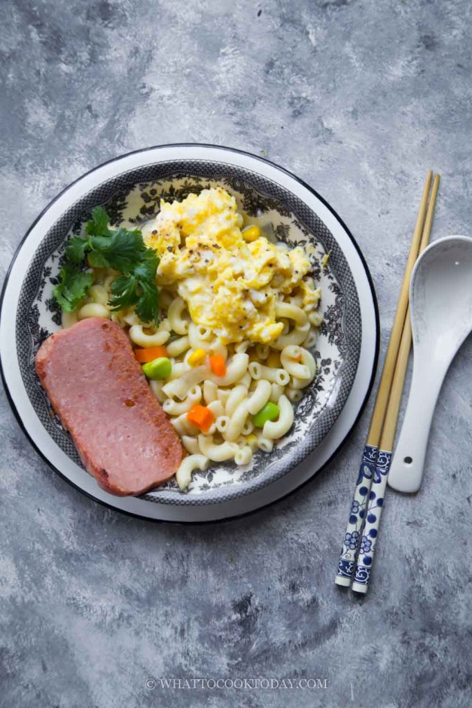 Hong KongStyle Macaroni Soup (with Spam and Scrambled Eggs)