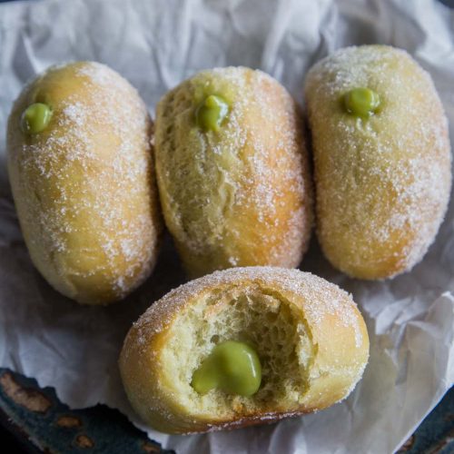 Baked Bomboloni with Pandan Custard (Pandan Donut)