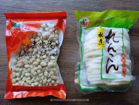 Left: peeled peanuts. Right: Lotus roots