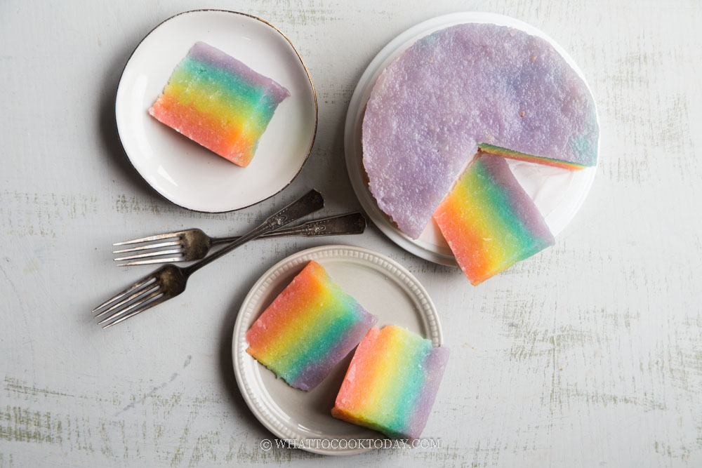 Steamed Rainbow Tapioca/Cassava Kuih (Kueh Ubi Kayu)