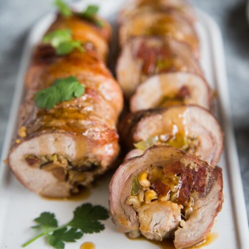 Asian Pork Tenderloin Roulade with Chinese Sausage and Rice Stuffing