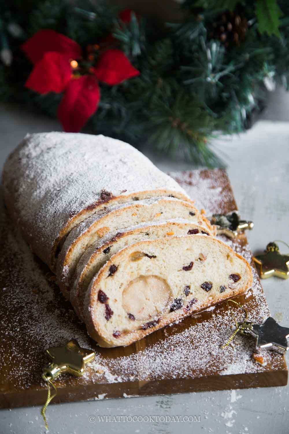 Easy Stollen with Chocolate Chips and Marzipan (Christstollen)