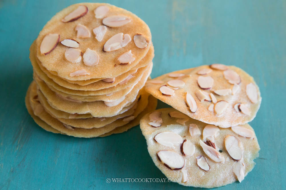Eggless Crispy Almond Tuiles (Chinese New Year Cookies)