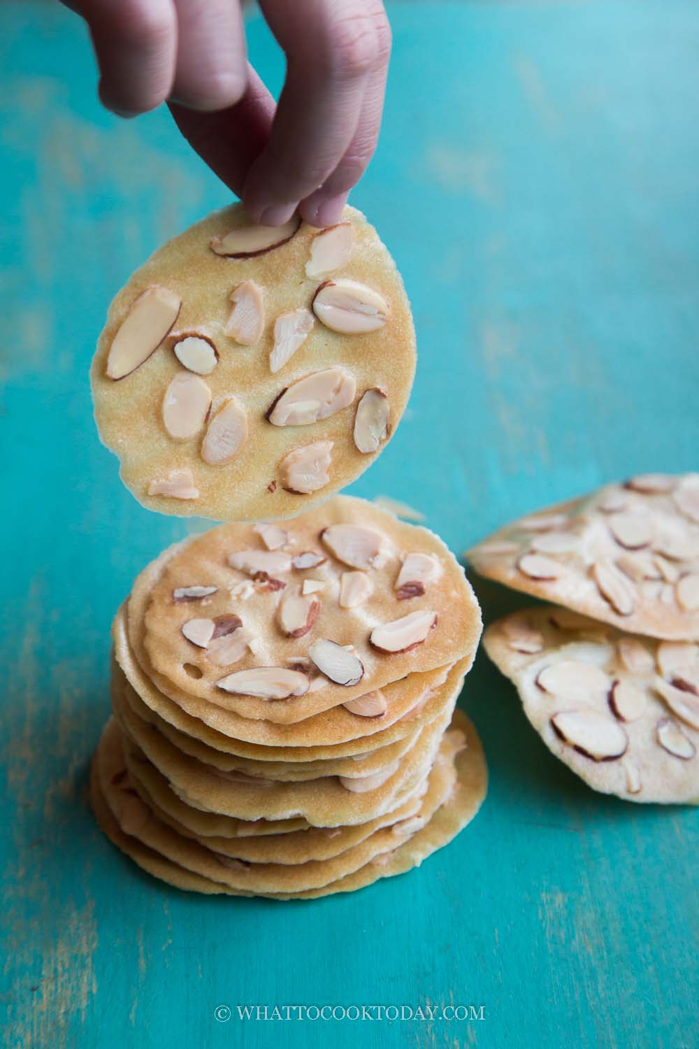 Eggless Crispy Almond Tuiles (Chinese New Year Cookies)