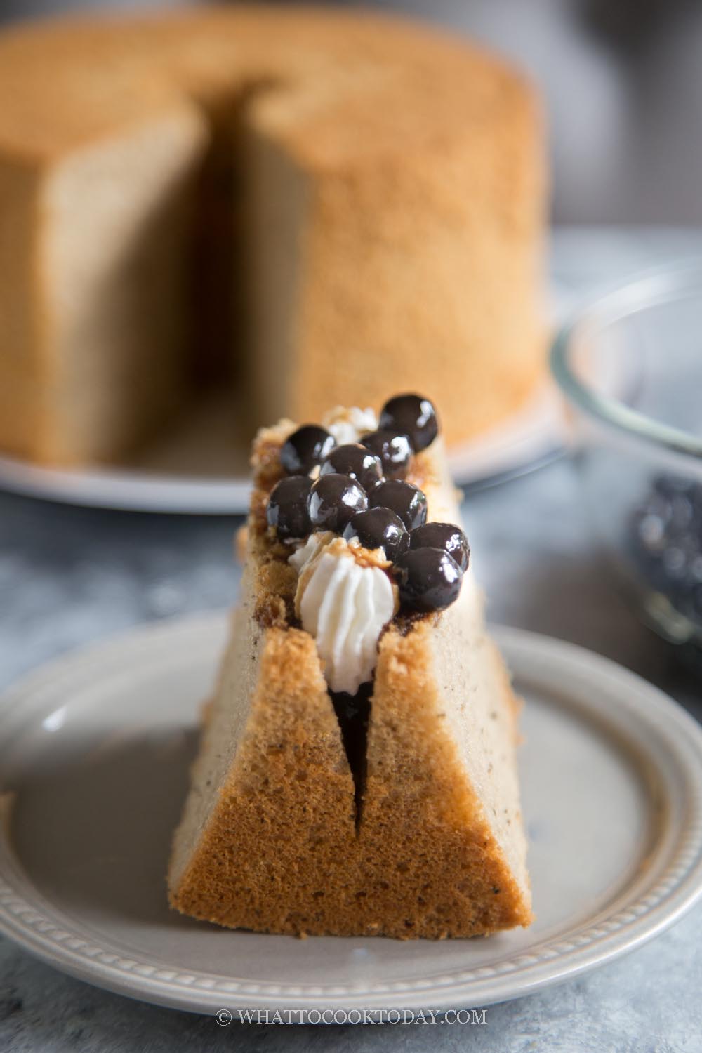 Earl Grey Milk Tea Chiffon Cake with Boba Pearls