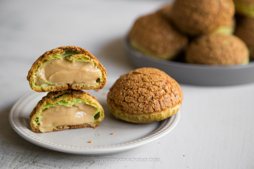 Pandan Choux Au Craquelin (with Coconut Pastry Cream)