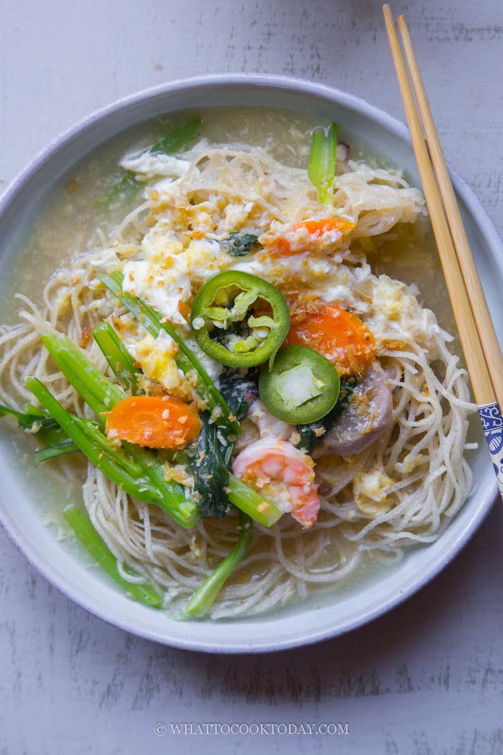 Wat Tan Bee Hoon/Mee Hoon (Cantonese Fried Rice Noodle in Egg Gravy)