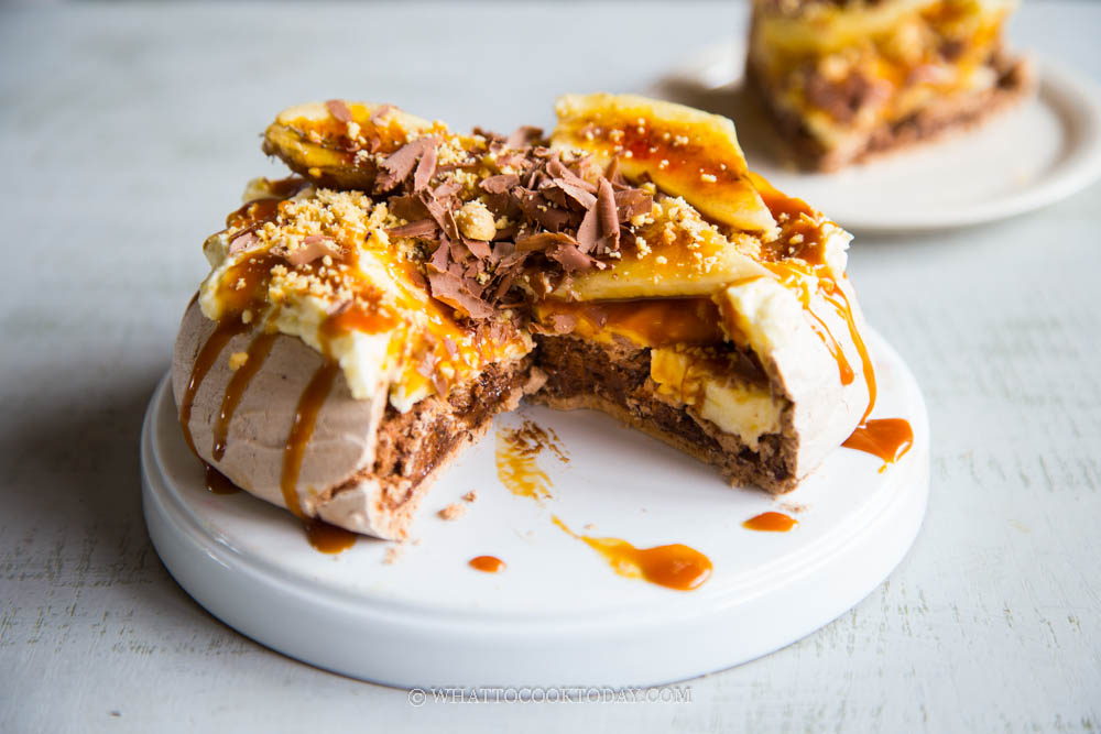 Chocolate Banoffee Pavlova with Salted Caramel
